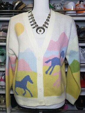Landscape Horse Jacquard Knit Cardigan